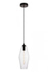 Elegant Lighting 1 Light Placido Collection Pendant D5.9 H14.2 Lt:1 in Black and Clear Finish Model: LDPD2119