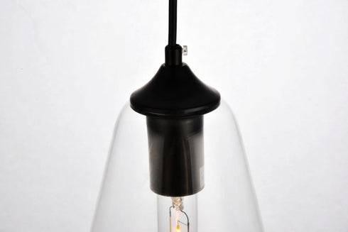 Elegant Lighting 1 Light Placido Collection Pendant D5.9 H14.2 Lt:1 in Black and Clear Finish Model: LDPD2119