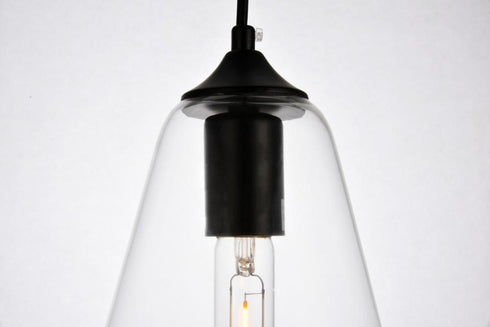 Elegant Lighting 1 Light Placido Collection Pendant D5.9 H14.2 Lt:1 in Black and Clear Finish Model: LDPD2119
