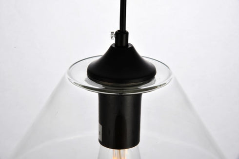 Elegant Lighting 1 Light Placido Collection Pendant D9.4 H10.8 Lt:1 in Black and Clear Finish Model: LDPD2115