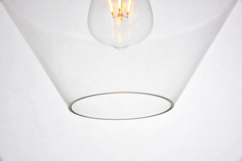 Elegant Lighting 1 Light Placido Collection Pendant D9.4 H10.8 Lt:1 in Black and Clear Finish Model: LDPD2115