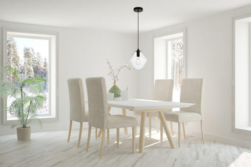 Elegant Lighting 1 Light Placido Collection Pendant D9.4 H10.8 Lt:1 in Black and Clear Finish Model: LDPD2115