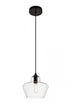 Elegant Lighting 1 Light Placido Collection Pendant D9.8 H9.3 Lt:1 in Black and Clear Finish Model: LDPD2118
