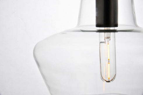 Elegant Lighting 1 Light Placido Collection Pendant D9.8 H9.3 Lt:1 in Black and Clear Finish Model: LDPD2118