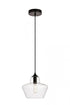 Elegant Lighting 1 Light Placido Collection Pendant D9.8 H9.3 Lt:1 in Black and Clear Finish Model: LDPD2118