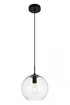 Elegant Lighting 1 Light Placido Collection Pendant D9.8 H9.8 Lt:1 in Black and Clear Finish Model: LDPD2113