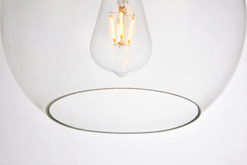 Elegant Lighting 1 Light Placido Collection Pendant D9.8 H9.8 Lt:1 in Black and Clear Finish Model: LDPD2113
