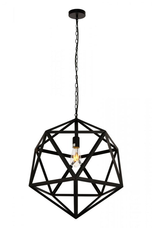 Elegant Lighting 1 Light Redmond Collection Pendant D19.7 H22.6 Lt:1 in Black Finish Model: LDPD2111