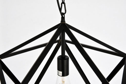 Elegant Lighting 1 Light Redmond Collection Pendant D19.7 H22.6 Lt:1 in Black Finish Model: LDPD2111