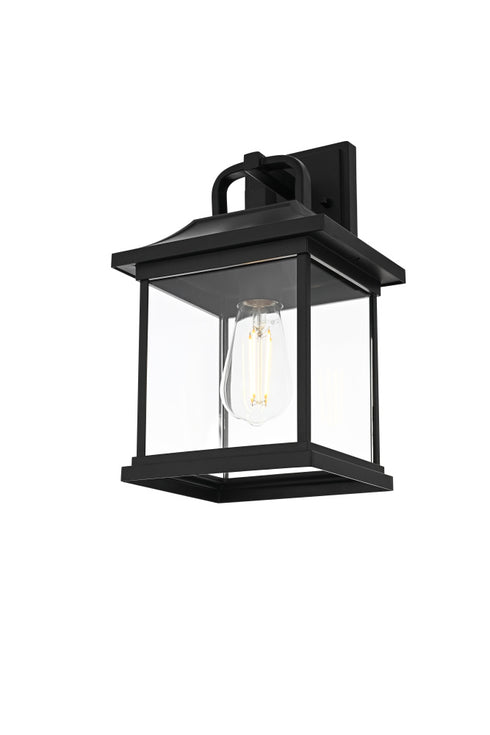 Elegant Lighting 1 Light Saul 13 inch Outdoor Wall sconce in Black in Black and Clear Finish Model: OD612W13BK