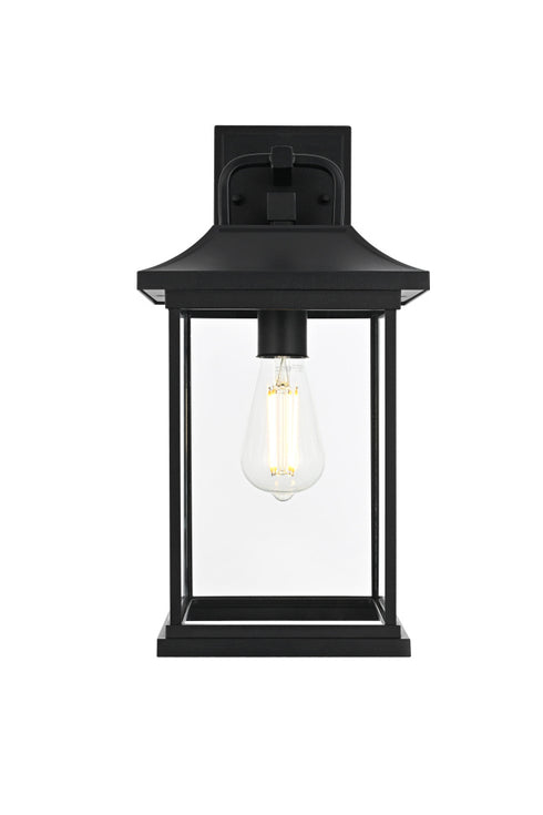 Elegant Lighting 1 Light Saul 16 inch Outdoor Wall sconce in Black in Black and Clear Finish Model: OD612W16BK
