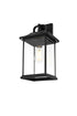Elegant Lighting 1 Light Saul 16 inch Outdoor Wall sconce in Black in Black and Clear Finish Model: OD612W16BK
