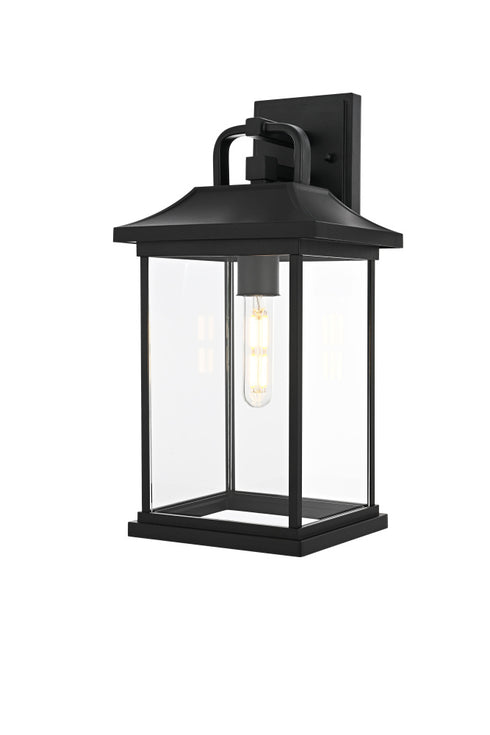 Elegant Lighting 1 Light Saul 16 inch Outdoor Wall sconce in Black in Black and Clear Finish Model: OD612W16BK