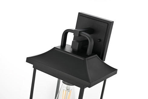 Elegant Lighting 1 Light Saul 16 inch Outdoor Wall sconce in Black in Black and Clear Finish Model: OD612W16BK