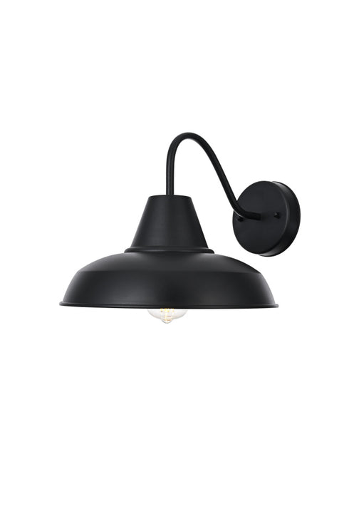 Elegant Lighting 1 Light Tinsley 15 inch Outdoor Wall sconce in Black in Black and Clear Finish Model: OD610W15BK