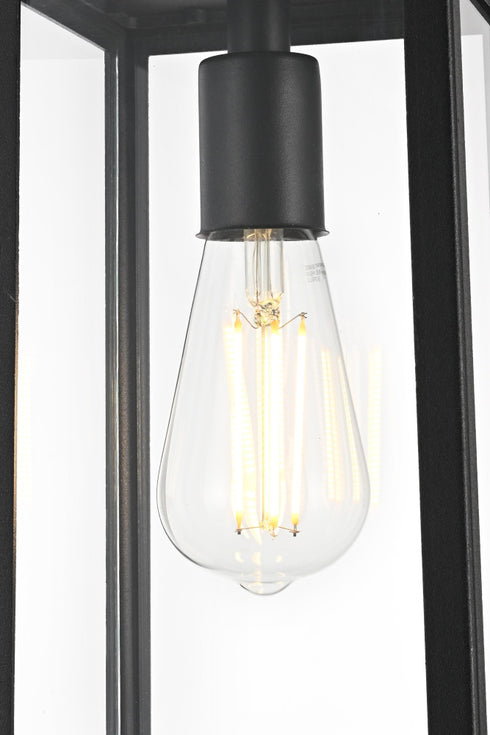 Elegant Lighting 1 Light Veda 13 inch Outdoor Pendant in Black in Black and Clear Finish Model: OD608H13BK