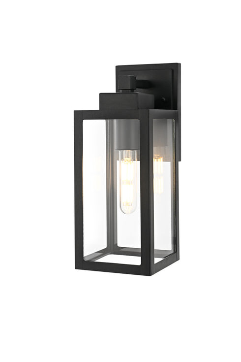 Elegant Lighting 1 Light Veda 13 inch Outdoor Wall sconce in Black in Black and Clear Finish Model: OD608W13BK