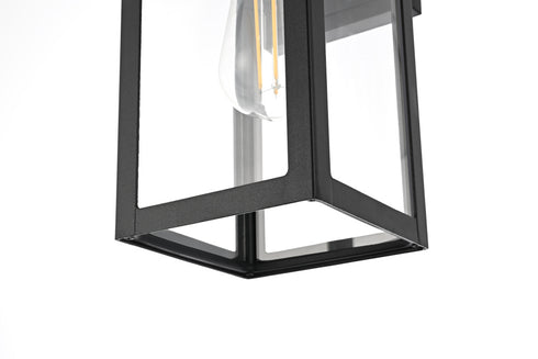 Elegant Lighting 1 Light Veda 13 inch Outdoor Wall sconce in Black in Black and Clear Finish Model: OD608W13BK