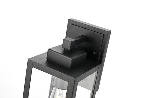 Elegant Lighting 1 Light Veda 13 inch Outdoor Wall sconce in Black in Black and Clear Finish Model: OD608W13BK