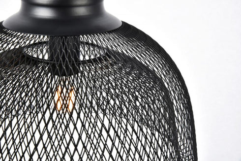 Elegant Lighting 1 Light Warren Collection Pendant D13.5 Inch H11 Inch Lt:1 in Black Finish Model: LDPD2032