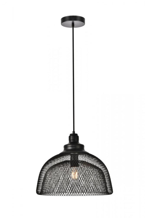 Elegant Lighting 1 Light Warren Collection Pendant D13.5 Inch H11 Inch Lt:1 in Black Finish Model: LDPD2032
