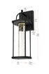 Elegant Lighting 1 Light Zev 15 inch LED Outdoor Wall sconce in Black in Black and Clear Finish Model: OD601W15BK