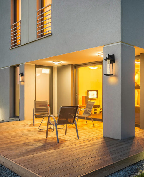 Elegant Lighting 1 Light Zev 15 inch LED Outdoor Wall sconce in Black in Black and Clear Finish Model: OD601W15BK