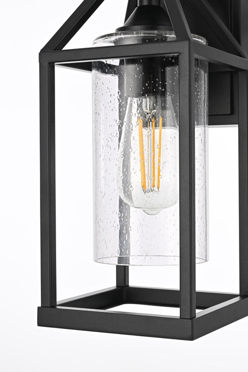 Elegant Lighting 1 Light Zora 14 inch Outdoor Wall sconce in Black in Black and Clear Finish Model: OD606W14BK