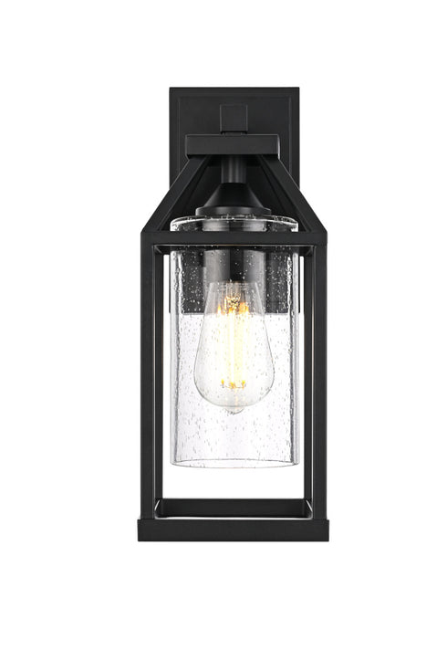 Elegant Lighting 1 Light Zora 14 inch Outdoor Wall sconce in Black in Black and Clear Finish Model: OD606W14BK