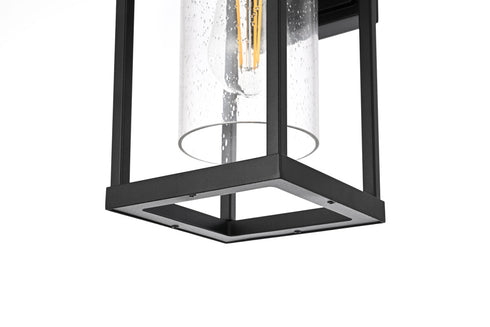 Elegant Lighting 1 Light Zora 14 inch Outdoor Wall sconce in Black in Black and Clear Finish Model: OD606W14BK