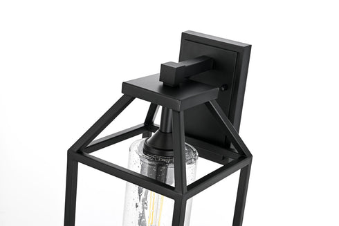 Elegant Lighting 1 Light Zora 19 inch Outdoor Wall sconce in Black in Black and Clear Finish Model: OD606W19BK