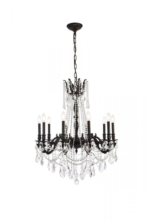 Elegant Lighting 10 Light Rosalia Hang D28 Inch H31 Inch L10 DB G RC in Dark Bronze Finish Model: 9210D28DB-GT/RC