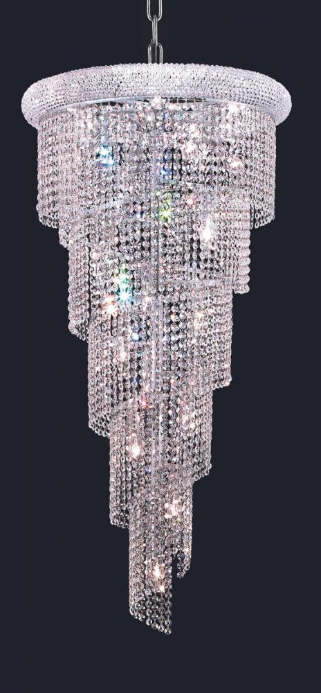 Elegant Lighting 18 Light Spiral Hang No Neck D22 Inch H48 Inch L18 CH RC in Chrome Finish Model: V1801SR22C/RC