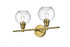 Elegant Lighting 2 Light Collier 2 Light in Satin Gold and Clear Glass Wall Sconce Model: LD2314SG