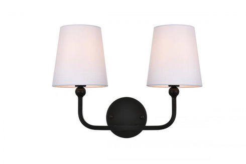 Elegant Lighting 2 Light Colson 2 Light in Black and Clear Bath Sconce Model: LD7322W16BLK