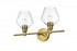 Elegant Lighting 2 Light Gene 2 Light in Satin Gold and Clear Glass Wall Sconce Model: LD2312SG