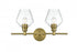 Elegant Lighting 2 Light Gene 2 Light in Satin Gold and Clear Glass Wall Sconce Model: LD2312SG