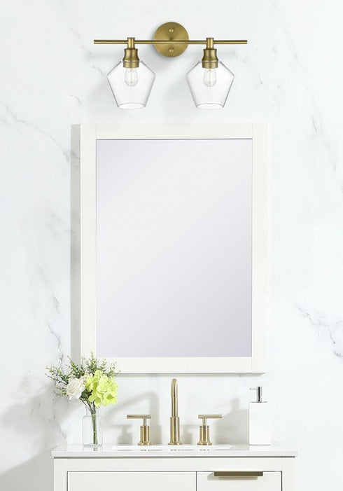 Elegant Lighting 2 Light Gene 2 Light in Satin Gold and Clear Glass Wall Sconce Model: LD2312SG