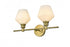 Elegant Lighting 2 Light Gene 2 Light in Satin Gold and Frosted White Glass Wall Sconce Model: LD2313SG