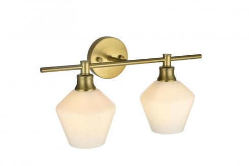 Elegant Lighting 2 Light Gene 2 Light in Satin Gold and Frosted White Glass Wall Sconce Model: LD2313SG