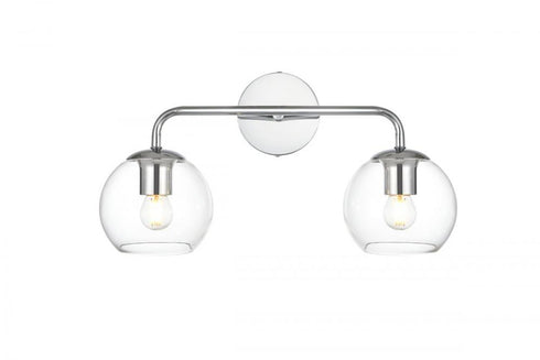 Elegant Lighting 2 Light Genesis 2 Light in Black and Clear Bath Sconce Model: LD7321W19BLK