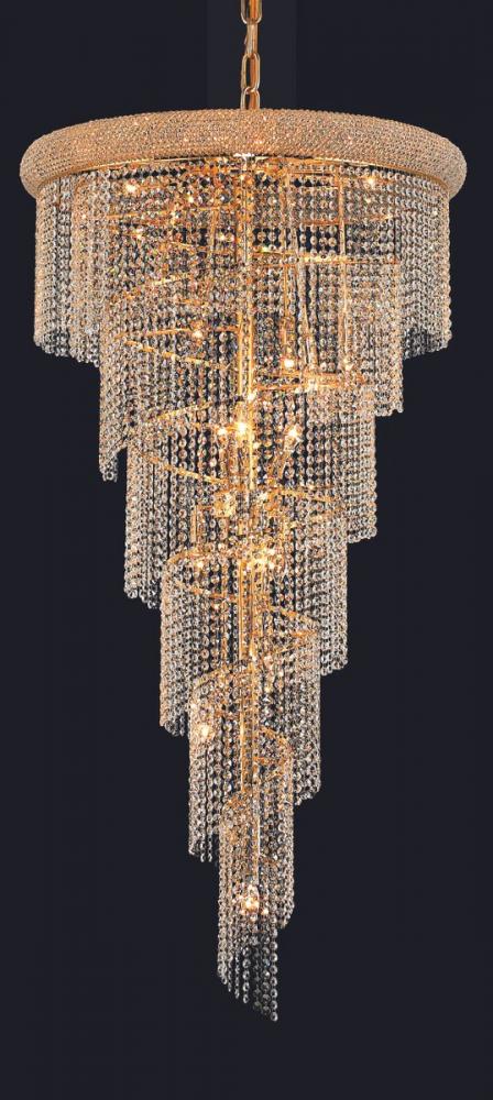 Elegant Lighting 22 Light Spiral Hang No Neck D30 Inch H54 Inch L22 CH RC in Chrome Finish Model: V1801SR30C/RC