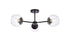 Elegant Lighting 3 Light Briggs 26 inch flush mount in black with clear shade in Black and Clear Finish Model: LD648F26BK
