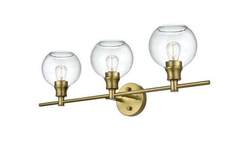 Elegant Lighting 3 Light Collier 3 Light in Satin Gold and Clear Glass Wall Sconce Model: LD2318SG