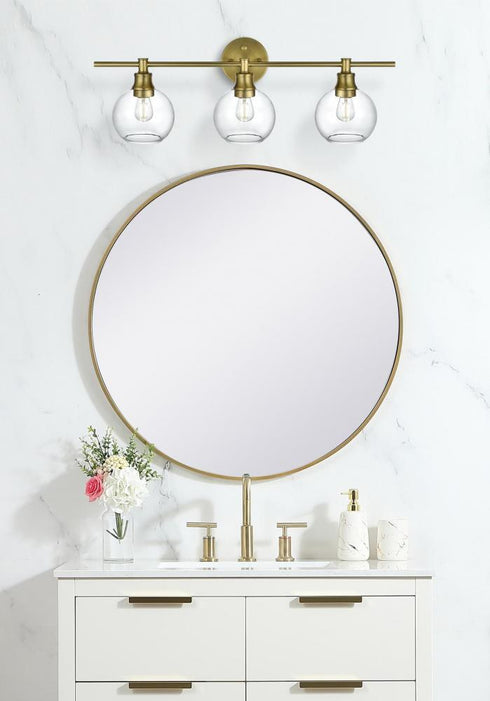 Elegant Lighting 3 Light Collier 3 Light in Satin Gold and Clear Glass Wall Sconce Model: LD2318SG