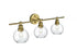 Elegant Lighting 3 Light Collier 3 Light in Satin Gold and Clear Glass Wall Sconce Model: LD2318SG