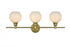 Elegant Lighting 3 Light Collier 3 Light in Satin Gold and Frosted White Glass Wall Sconce Model: LD2319SG