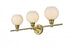 Elegant Lighting 3 Light Collier 3 Light in Satin Gold and Frosted White Glass Wall Sconce Model: LD2319SG