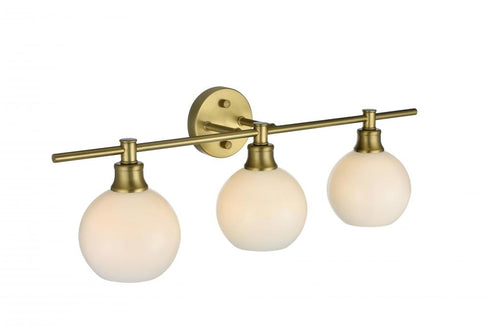 Elegant Lighting 3 Light Collier 3 Light in Satin Gold and Frosted White Glass Wall Sconce Model: LD2319SG
