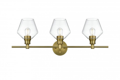Elegant Lighting 3 Light Gene 3 Light in Satin Gold and Clear Glass Wall Sconce Model: LD2316SG